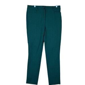 LOFT Womens Pants Green Blue Plaid The Sutton Skinny High Rise Stretch 8